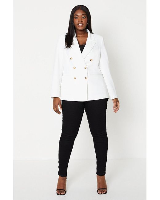 Dorothy Perkins White Curve Seamed Double Breasted Blazer