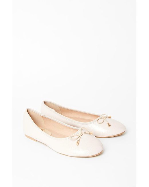 Dorothy Perkins Natural Good For The Sole: Wide Fit Tonya Comfort Bow Detailed Ballerinas