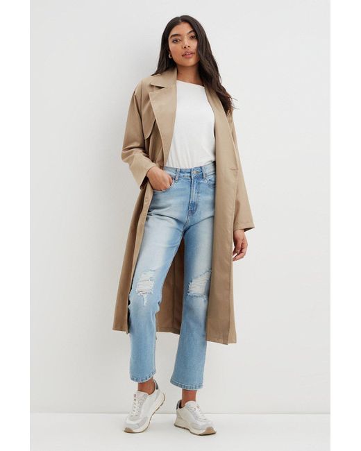 Dorothy Perkins Blue Longline Belted Trench Coat