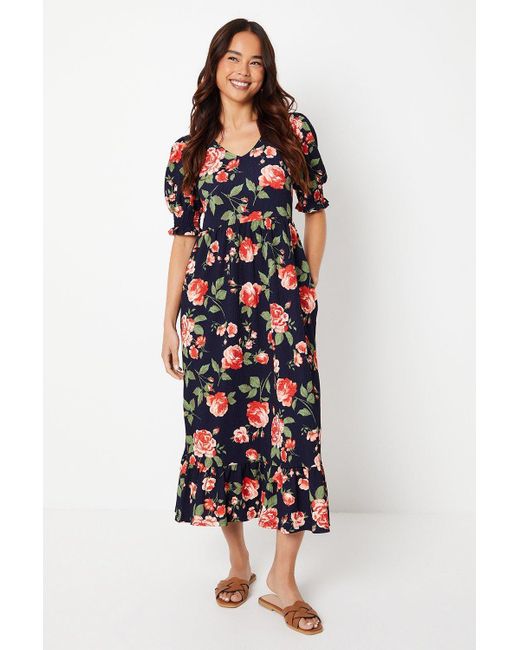Dorothy Perkins White Petite Floral Tiered Midi Dress