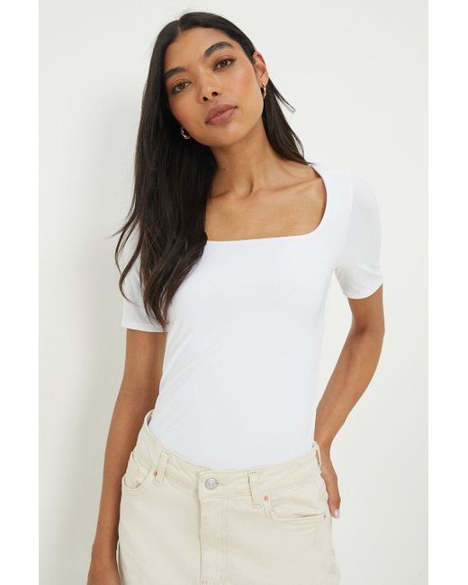 Dorothy Perkins White Double Layer Square Neck Top