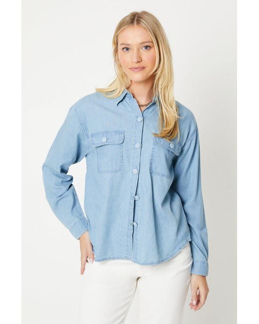 Dorothy Perkins Blue Denim Pocket Shirt