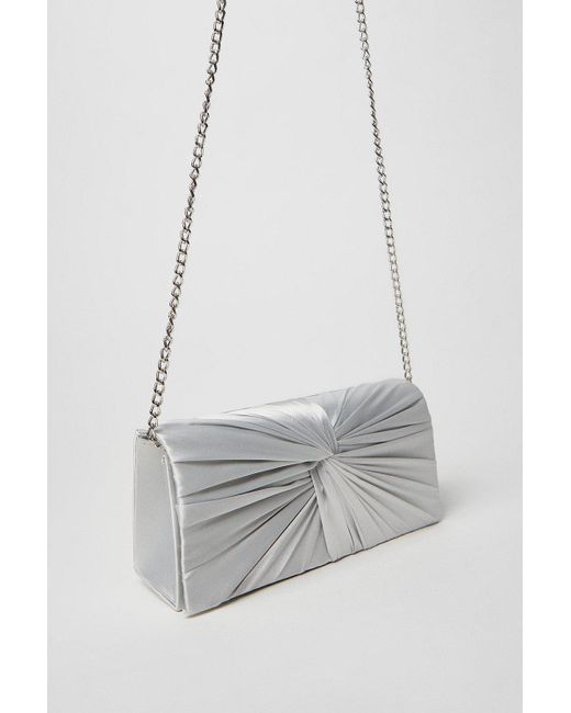 Dorothy Perkins White Beauty Twist Front Satin Clutch Bag