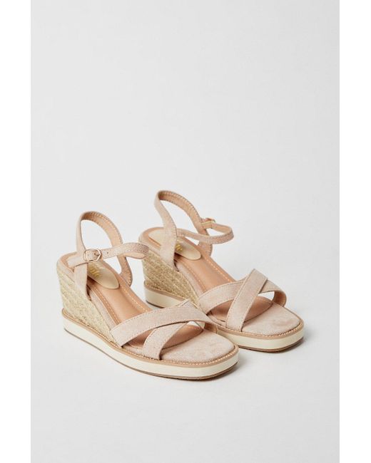Dorothy Perkins Good For The Sole: Raine Cross Strap Espadrille Covered Wedge Sandals