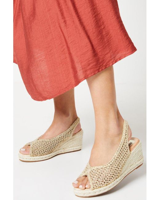 Dorothy Perkins Red Good For The Sole: Remi Comfort Crochet Peeptoe Slingback Wedges