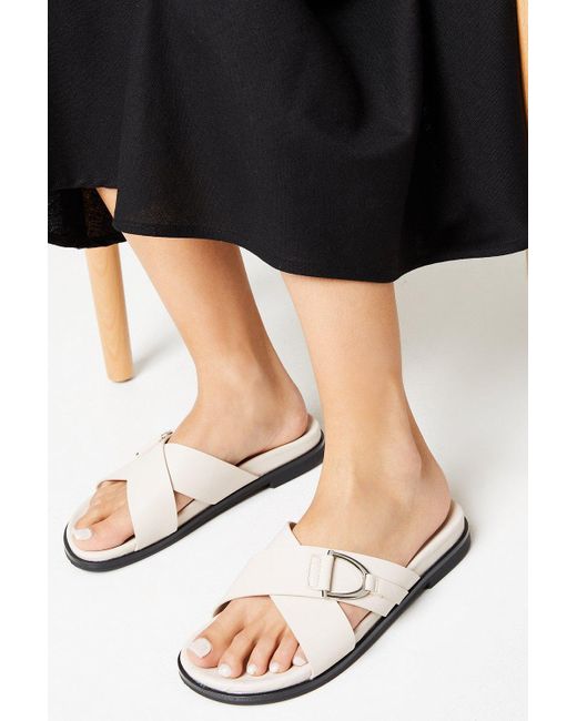 Dorothy Perkins Black Faith: Mara Metal Detail Slider Footbed Sandals