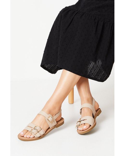 Dorothy Perkins Black Good For The Sole: Martina Comfort Multi Buckle Strap Flat Sandals