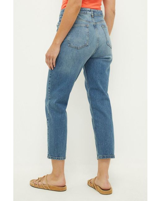 Dorothy Perkins Blue Cropped Slim Mom Jeans
