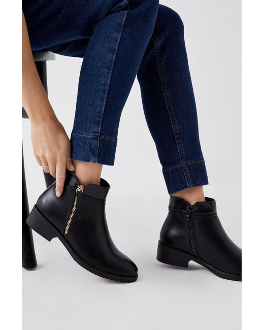 Dorothy Perkins Blue Good For The Sole: Mira Material Mix Zip Ankle Boots