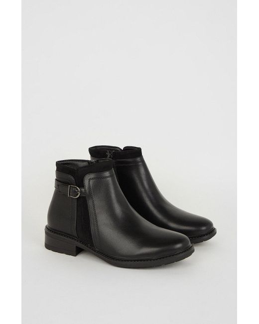 Dorothy Perkins Black Good For The Sole: Wide Fit Mia Mixed Material Ankle Boots