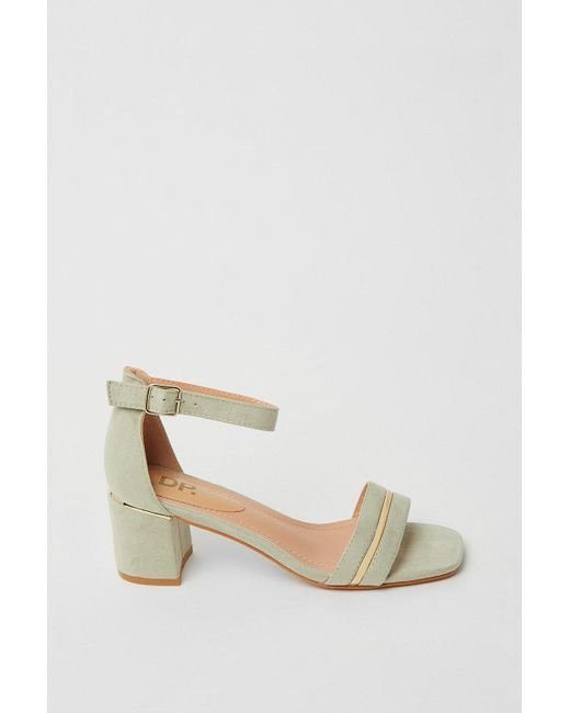 Dorothy Perkins White Sicily Hardware Detail Two Part Mid Block Heeled Sandals