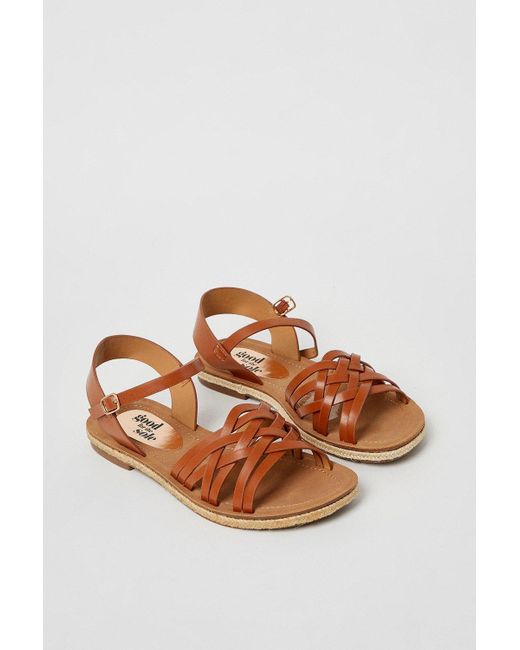Dorothy Perkins Brown Good For The Sole: Montego Multi Strap Espadrille Detail Flat Sandals