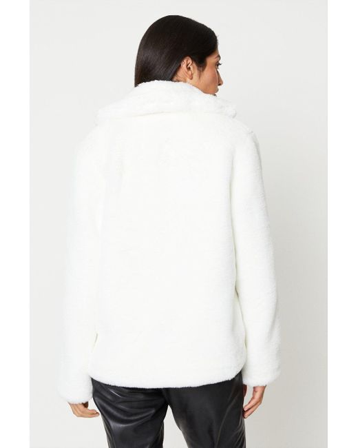 Dorothy Perkins White Faux Fur Single Breasted Coat