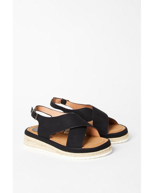 Dorothy Perkins Black Good For The Sole: Maxine Comfort Low Wedge Cross Strap Sandals