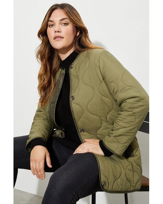 Dorothy Perkins Green Curve Contrast Detail Quilted Jacket