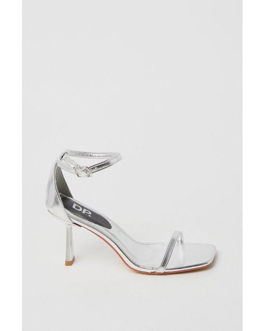 Dorothy Perkins Pink Shantal Metallic Square Toe Barely-there Strappy High Heeled Sandals