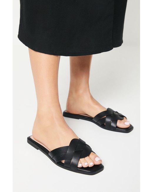 Dorothy Perkins Black Fiji Lattice Flat Sandals