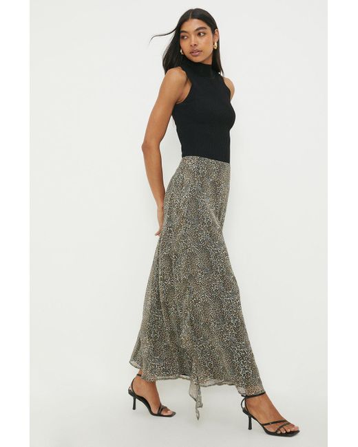 Dorothy Perkins Animal Chiffon Ruffle Midi Skirt Lyst