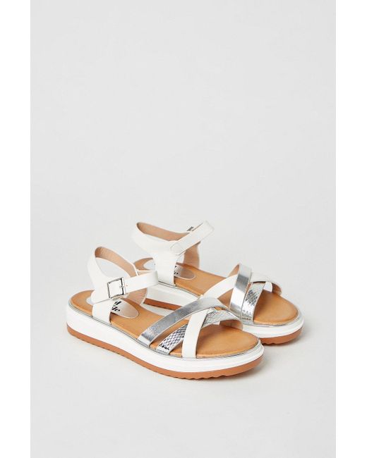 Dorothy Perkins White Good For The Sole: Roxie Multi Cross Strap Flatform Wedges