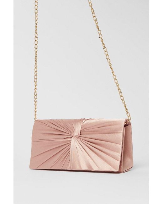 Dorothy Perkins Pink Beauty Twist Front Satin Clutch Bag