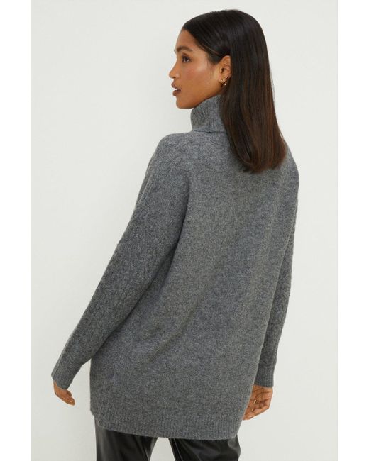 Dorothy Perkins Gray Longline Angle Cable Jumper