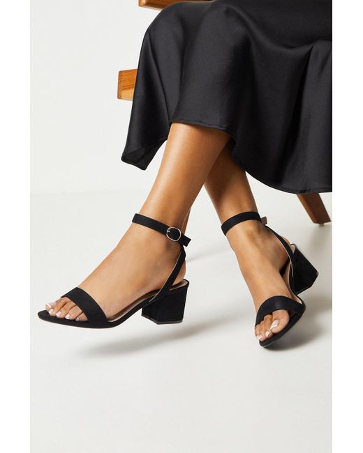 Dorothy Perkins Black Wide Fit Tommi Barely There Mid Block Heel Sandals