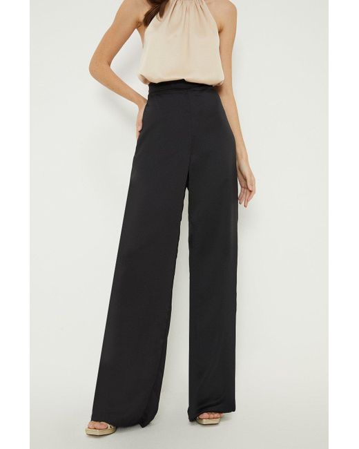 Dorothy Perkins White Tall Satin Wide Leg Trousers