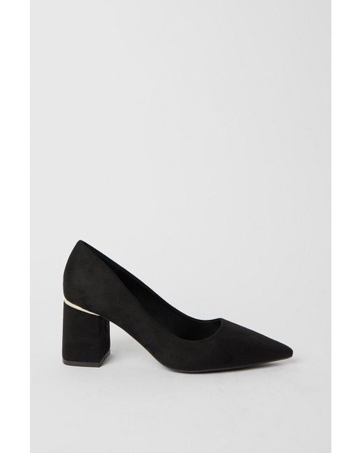 Dorothy Perkins Black Darcia Pointed Toe High Block Heel Court Shoes