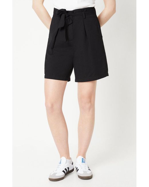 Dorothy Perkins Black Belted Paperbag Waist Shorts
