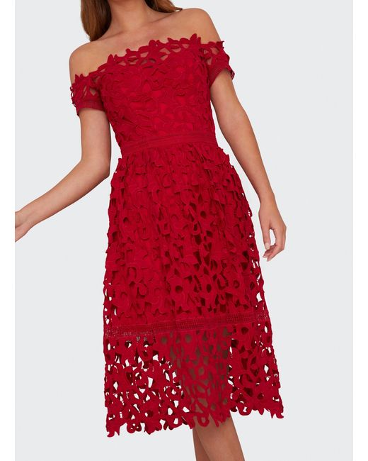 chi chi london red bardot dress