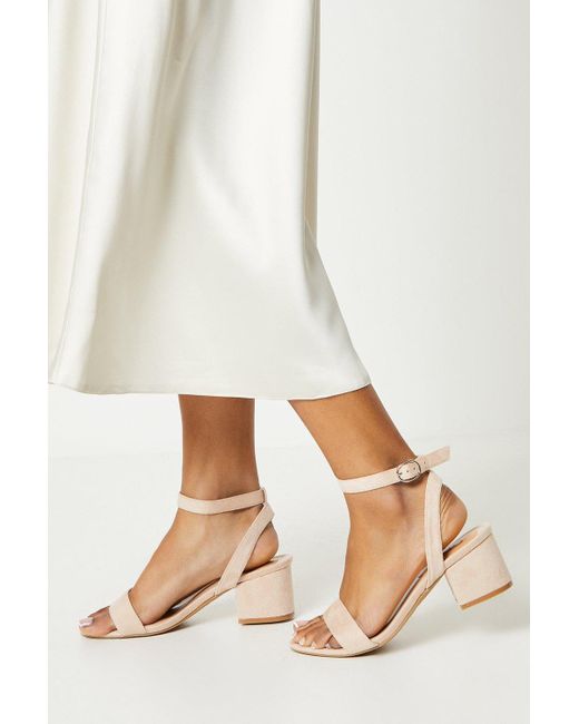 Dorothy Perkins Natural Wide Fit Tommi Barely There Mid Block Heel Sandals