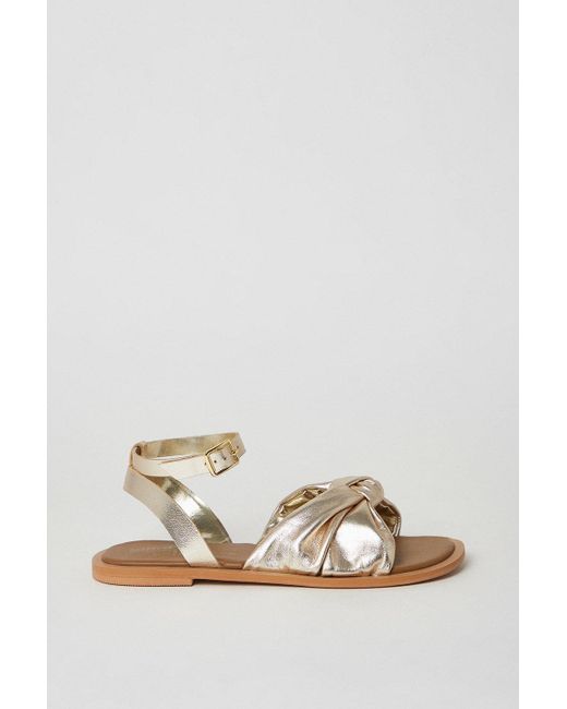 Dorothy Perkins Metallic Good For The Sole: Extra Wide Fit Leather Miran Knot Sandals