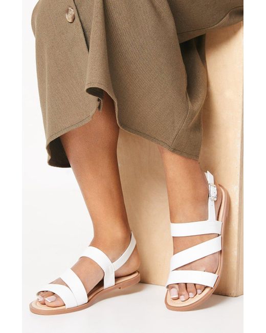 Dorothy Perkins Natural Wide Fit Freddie Comfort Multi Strap Sandals