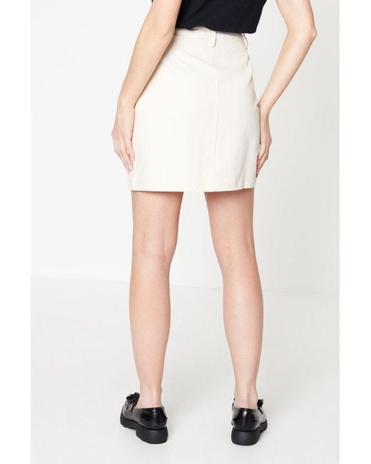 Dorothy Perkins White Button Front Twill Skirt
