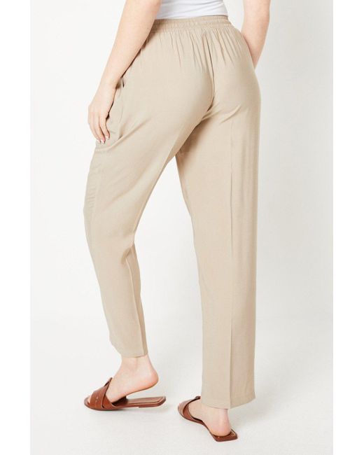 Dorothy Perkins Natural Pull On Tie Waist Tapered Trouser