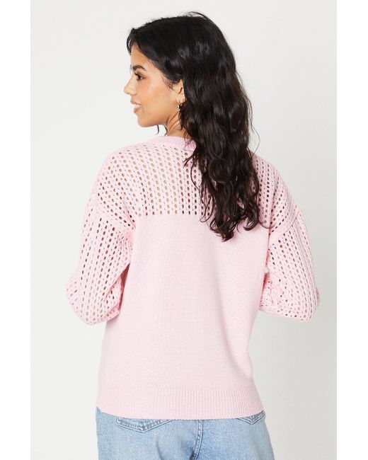 Dorothy Perkins Pink Petite Stitch Yoke And Sleeve Detail Jumper