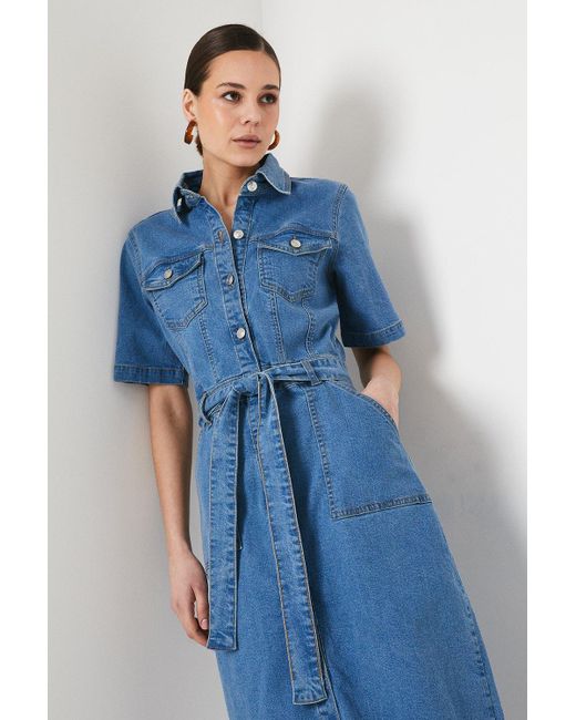 Dorothy Perkins Blue Denim Short Sleeve Midi Dress