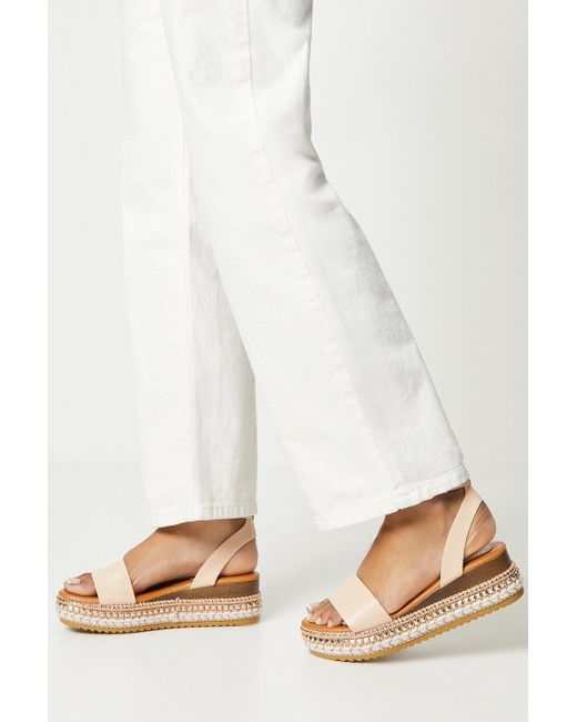 Dorothy Perkins White Good For The Sole: Melli Embellished Flatform Sandals
