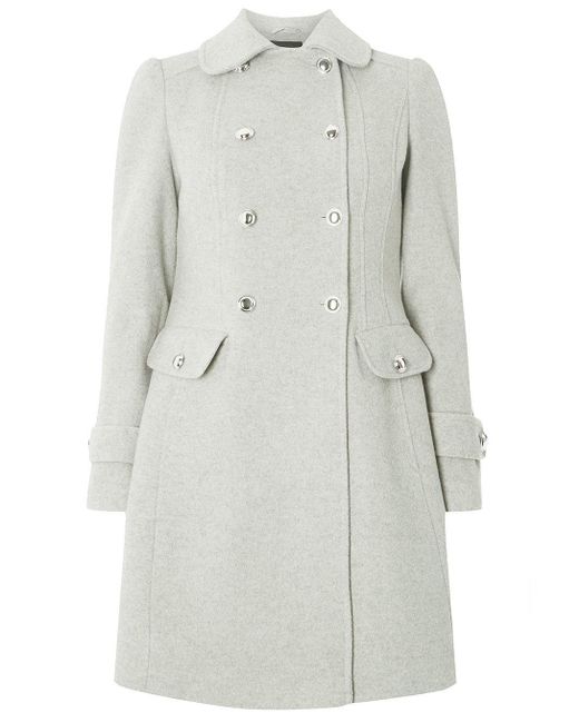 Dorothy Perkins Gray Grey Button Dolly Double Breasted Coat