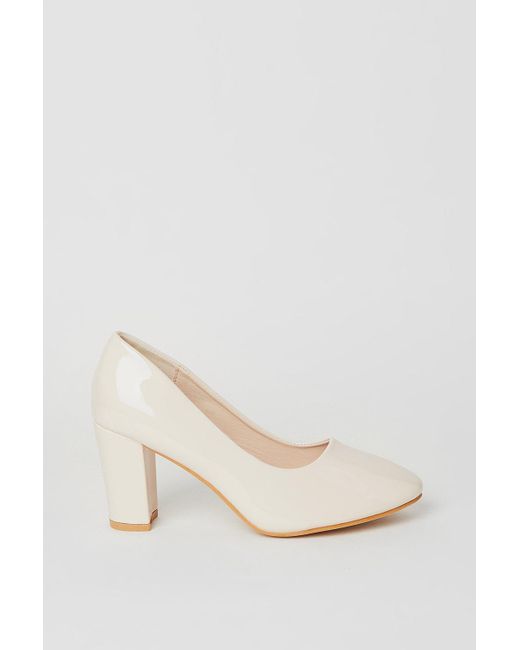Dorothy Perkins Natural Good For The Sole: Wide Fit Camilla Almond Toe Block Heel Court Shoes