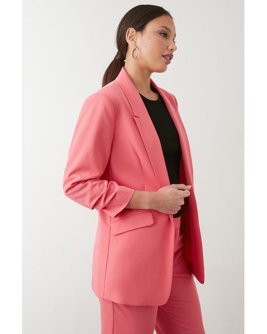 Dorothy Perkins Red Tall Ruched Sleeve Blazer