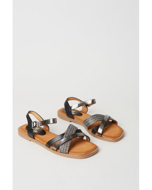Dorothy Perkins Black Good For The Sole: Melanie Comfort Mixed Material Strappy Sandals