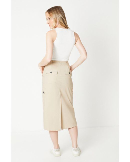 Dorothy Perkins Natural Cargo Pocket Midi Skirt