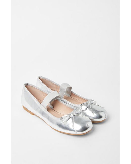 Dorothy Perkins White Good For The Sole: Lucille Elastic Strap Bow Detail Ballerina Pumps