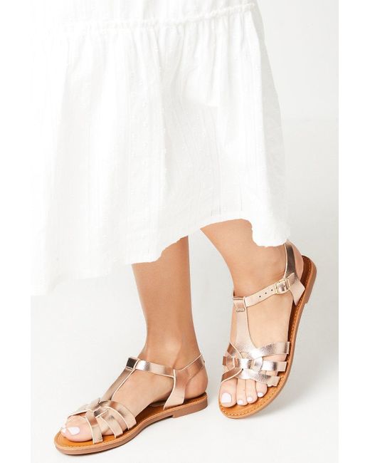 Dorothy Perkins White Good For The Sole: Mila Comfort Woven T Bar Flat Sandals