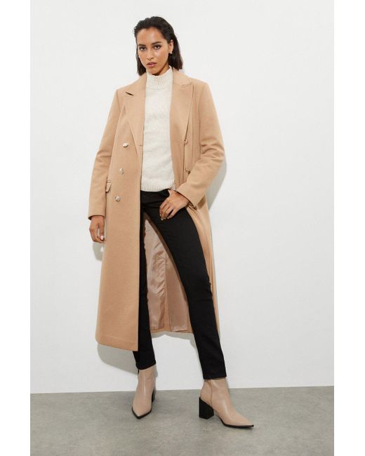 Dorothy Perkins Natural Tall Military Double Breasted Maxi Coat