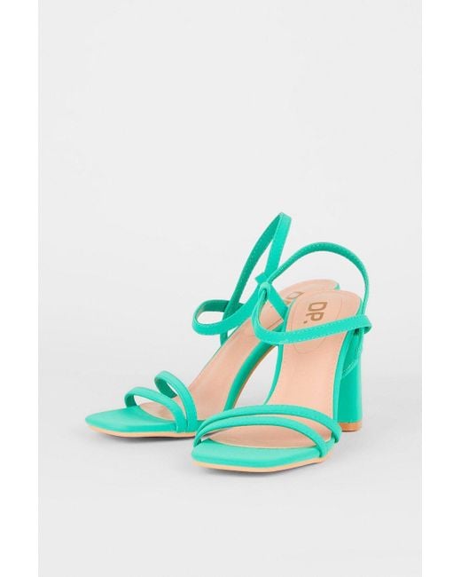 Dorothy Perkins Tyra Elastic Block Heel Sandals in Green Lyst UK
