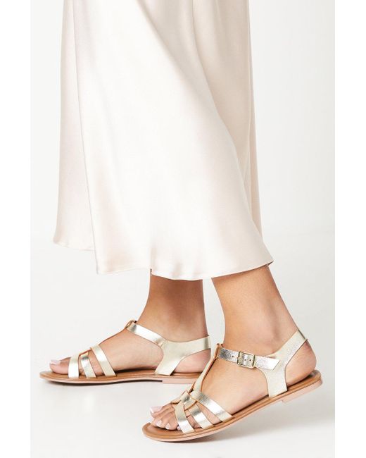 Dorothy Perkins White Good For The Sole: Leather Wide Fit Magali Comfort Flat Sandals