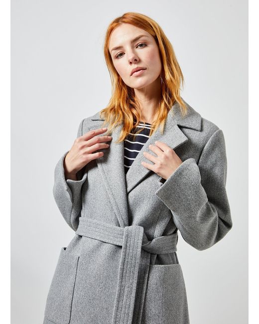 Dorothy Perkins Synthetic Grey Patch Pocket Wrap Coat, Grey in ...