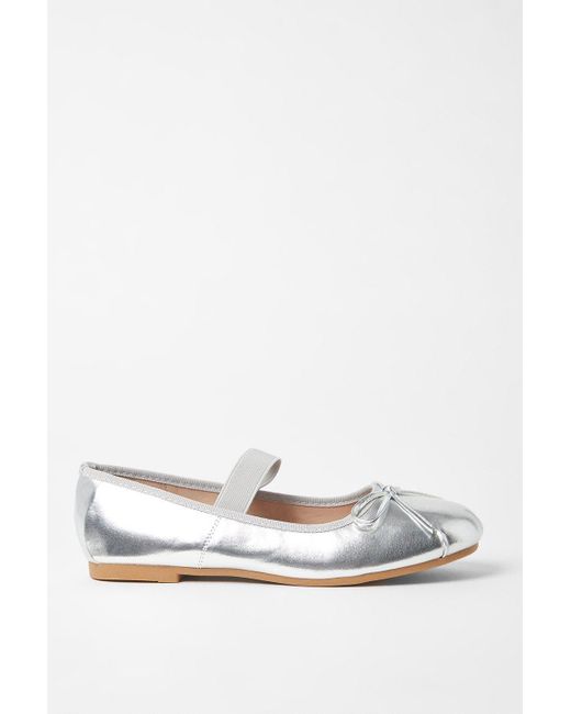 Dorothy Perkins White Good For The Sole: Lucille Elastic Strap Bow Detail Ballerina Pumps
